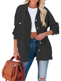 kkboxly  Corduroy Dual Pockets Jacket, Elegant Lapel Long Sleeve Open Front Jacket, Women's Clothing