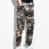 Camouflage Multi Pockets, Men's Cotton Cargo Pants, Trendy Comfy Jogger Pants Work Pants, Mens Clothing