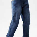 kkboxly  Classic Design Loose Fit Jeans, Men's Casual Street Style Denim Pants For All Seasons