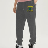 kkboxly  COUGAR NATION Print, Men's Drawstring Sweatpants With Fleece, Casual Warm And Comfy Jogger Pants For Men