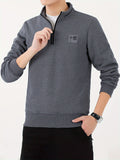 Cotton Blend Men's V Neck Sweatshirt Pullover For Men Fleece Sherpa Lined Sweatshirts For Winter Fall Long Sleeve Tops