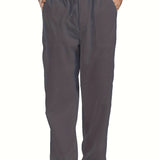 kkboxly Men's Cotton & Linen Blend Long Pants, Loose Elastic Waist Large Pocket Trousers