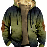 kkboxly  Warm men's retro lining with fleece zipper hooded jacket