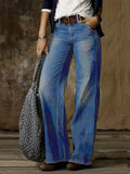 Solid Loose Fit Straight Jeans, Non-Stretch Slash Pockets Baggy Denim Pants, Women's Denim Jeans & Clothing