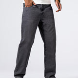 kkboxly  Loose Fit Straight Leg Jeans, Casual Street Style Denim Pants