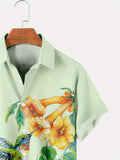 2025 kkboxly  Vacation-Ready Men's Hawaiian Shirt with Tropical Floral Bird Print