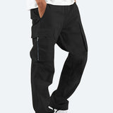 kkboxly  Trendy Solid Cargo Pants, Men's Multi Flap Pocket Trousers, Loose Casual Outdoor Pants, Men's Work Pants Outdoors Streetwear Hip Hop Style