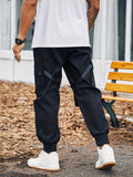 Trendy Plain Black Cargo Pants, Men's Multi Flap Pocket Trousers, Loose Casual Outdoor Joggers, Men's Work Pants Outdoors Streetwear Hip Hop Style