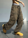 kkboxly  Men's Basic Camouflage Drawstring Cargo Pants