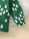 Infant Baby Christmas Cute Outfits, Round Neck Long Sleeve Allover Random Christmas Tree Print Pullover & Pants Two-pieces Set, Outdoor Cloth