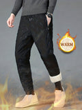 kkboxly  Men's Thermal Fleece Pants, Casual Warm Joggers For Fall Winter Outdoor