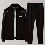 kkboxly  Two Piece Outfits For Men, Men Classic Design Zipper Up Jacket And Sweatpants Drawstring Pants