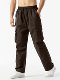 Solid Baggy Pants Multi Flap Pockets Men's Hipster Cargo Pants, Loose Casual Outdoor Pants, Men's Work Pants Streetwear