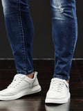 kkboxly  Slim Fit Ripped Jeans, Men's Casual Street Style Distressed Medium Stretch Denim Pants