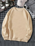 kkboxly  Trendy Sweatshirt, Men's Casual Solid Basic Crew Neck Pullover Sweatshirt For Men Fall Winter