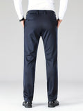 kkboxly  Men's Highly Stretch Business Pants, Straight Leg Wrinkle-resistant Business Trousers Mens Formal Trousers