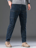 kkboxly  Men's Letter Print Street Style Denim Jeans, Fashion Trend, Can Be Paired With Chain Jewelry