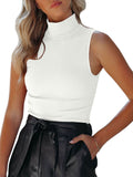 Women's Sweater Casual Solid Turtleneck Knit Sweater Vest