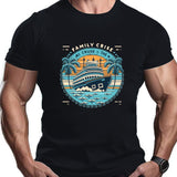 kkboxly Comic Cruise Pattern Men's Casual Short Sleeve Crew Neck T-shirt, Summer Holiday