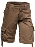 kkboxly  Cotton Comfortable Multi Pocket Cargo Shorts, Men's Casual Elastic Waist Cargo Shorts For Summer Outdoor