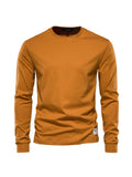 kkboxly  Men's Basic Solid Cotton O-neck Long Sleeve T-Shirt