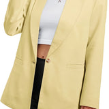 kkboxly   Women's Blazers Casual Plus Size Long Sleeve Open Front Style Jacket Boyfriend Solid Blazer