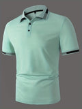 kkboxly  Men's Causal V-neck Button Up Short Sleeve Polo Shirts Men's Comfortable Tops For Summer