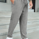 Plus Size Men's Plaid Pants Stylish Casual Pants For Spring Fall Winter, Men's Clothing