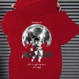 kkboxly  Astronaut Pattern Zip Up Hoodie, Men's Casual Stretch Hooded Sweatshirt Sportswear