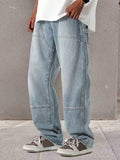 kkboxly  Regular Fit Jeans, Men's Casual Street Style Straight Leg Denim Pants For Spring Summer