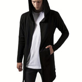 kkboxly  Solid Color Men's Hooded Sweatshirt Casual Long Sleeve Hoodies With Zip Up Gym Sports Hooded Jacket Cape Cloak