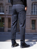 Men's Comfy Straight Leg Business Trousers, Slim Fit Pants With Pockets For Business Formal Occasion