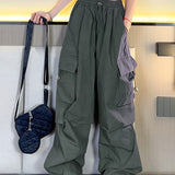 Girls Streetwear Big Pockets Loose Fit High-waisted Cargo Pants