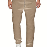 kkboxly  Men's Casual Solid Color Pants, Fleece Slight Stretch Sweatpants