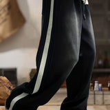 kkboxly  Color Block Chic Daily Men's Loose Comfy Sports Pants With Drawstring, All Seasons Outdoor