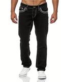 Slim Fit Distressed Jeans, Men's Casual Medium Stretch Denim Pants