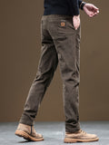 kkboxly  Men's Casual Warm Slim Fit Trousers, Semi-Formal cropped Pants For Fall Winter Business Leisure Activities