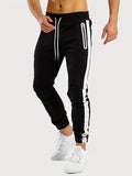 kkboxly  Men's Chic Zipper Pockets Casual Pants, Waist Drawstring Stretch Joggers Sweatpants