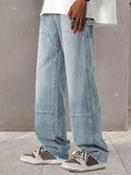 kkboxly  Regular Fit Jeans, Men's Casual Street Style Straight Leg Denim Pants For Spring Summer