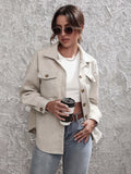 Solid Simple Shacket Jacket, Casual Button Front Long Sleeve Outerwear, Women's Clothing