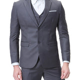 Formal 3 Pieces Set, Men's Two Button Jacket & Slanted Lapel Vest & Pants Suit Set For Business Dinner Wedding Party