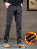 Plus Fleece Men's Corduroy Comfy Long Pants With Pockets, Fall Winter Outdoor