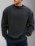 kkboxly Trendy Sweatshirt, Men's Casual Solid Crew Neck Sweatshirt For Fall Winter