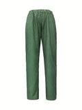 Striped Print Pants, Casual Wide Leg Elastic Waist Pants With Pockets, Women's Clothing