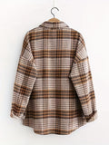 Plaid Print Button Front Shirt, Casual Collar Long Sleeve Classic Shirt, Women's Clothing