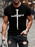 2025 Comfortable Cross Print T-Shirt for Men - Perfect for Summer Casual Wear