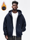 kkboxly  Solid Men's Hooded Jacket Casual Long Sleeve Hoodies With Zipper Gym Sports Hooded Coat For Winter Fall