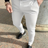 kkboxly Solid Color Slim Men's Pants Europe And The United States Style Fashion Pencil Pants Business Casual Daily Hundred Foot Pants