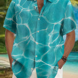 2025 kkboxly  Men's Plus Size Hawaiian Shirt with Water Ripple Pattern - Button Down Short Sleeve Dress Shirt