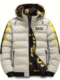 Men's Reversible Hooded Warm Thick Jacket, Casual Padded Printed Jacket Coat For Fall Winter